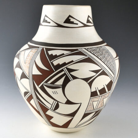 Navasie, Joy "Frogwoman" - 8" Tall Jar with Swirling Birds and Clouds (1980s)