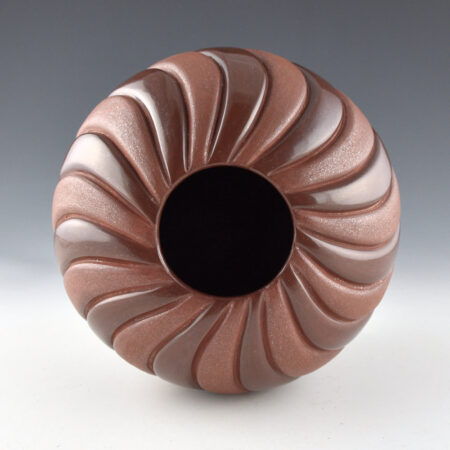 Alternative view of Tafoya-Sanchez, Linda - Plum-Colored Swirling Melon Bowl with 22 Ribs