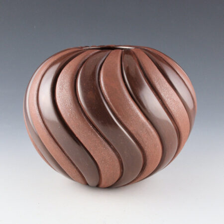 Tafoya-Sanchez, Linda - Plum-Colored Swirling Melon Bowl with 22 Ribs