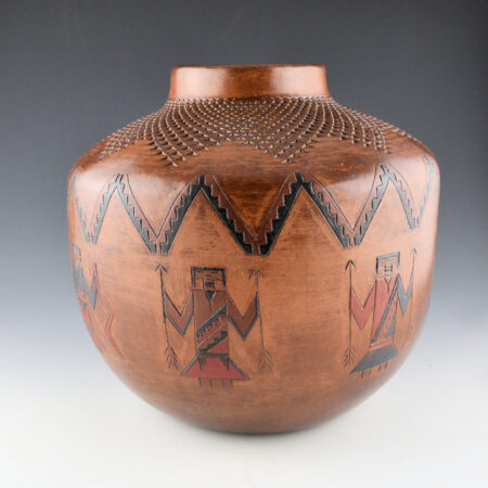 Williams, Lorraine - 10" Wide Storage Jar with 7 Yei Figures, Clouds and Corrugated Star Design