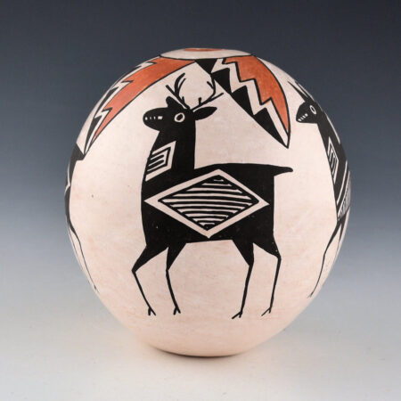 Lewis, Lucy -  Seedpot with Mimbres Deer and Antelope (1970s)
