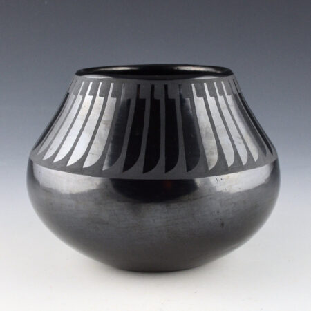 Martinez, Maria - Gunmetal Jar with 41 Feathers "Maria Popovi" (1956-9)