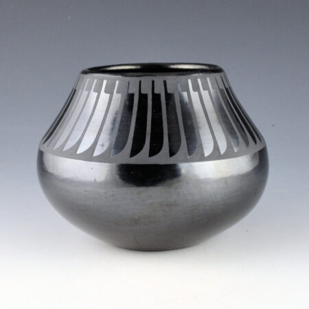 Martinez, Maria - Gunmetal Jar with 41 Feathers "Maria Popovi" (1956-9)
