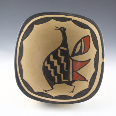 Alternative view of Pacheco, Paulita - Square Bowl with Pueblo Bird and Rain Designs (1990s)