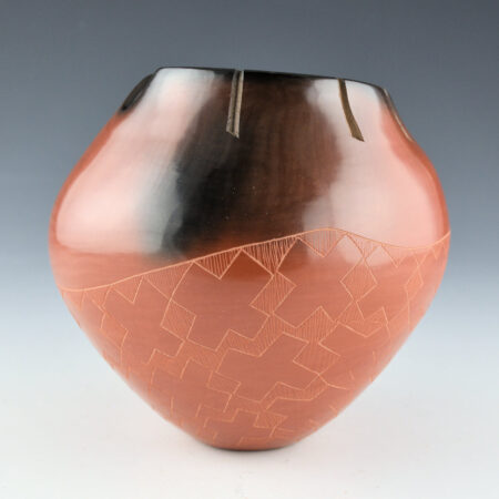 Alternative view of Folwell, Polly Rose - Tall Jar with Asymmetric Rim, Carved Rain Bands, and Stars