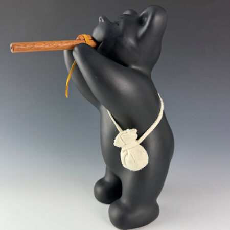 Chitto, Randall - 10" Tall "Flute Player" Clay Bear Storyteller with Cub