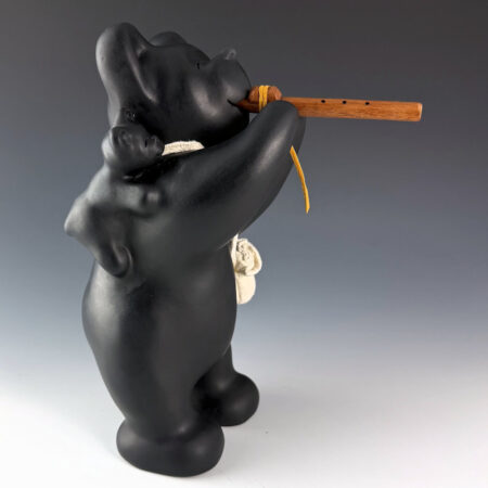 Alternative view of Chitto, Randall - 10" Tall "Flute Player" Clay Bear Storyteller with Cub