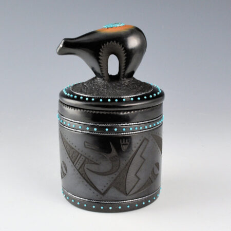 Sanchez, Russell  - Black and Sienna Bear Lid Cannister with 147 Inset Stones