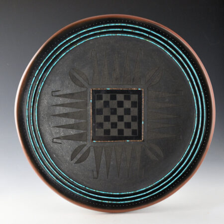 Alternative view of Sanchez, Russell  - 11.5" Black and Sienna Plate with Corn and Seed Designs