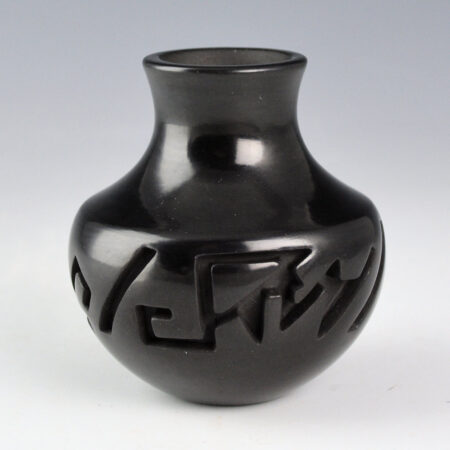 Tafoya, Shirley - Small Carved Water Jar with Lightning and Rain Designs