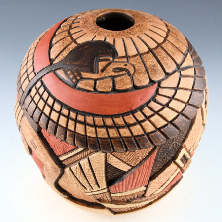Polacca, Thomas - Seed Jar with Eagle Katsina at Walpi Village (1980s)