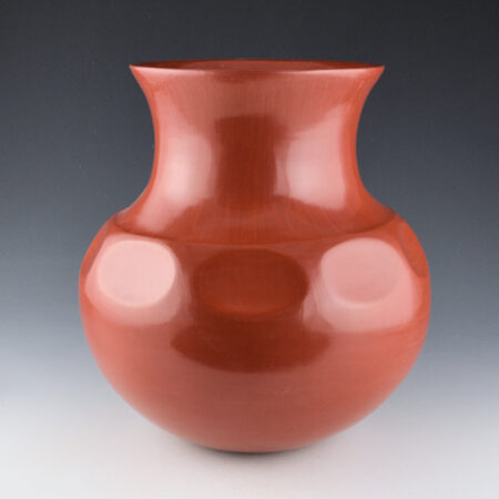 Alternative view of Garcia, Virginia - 9" Tall Red Water Jar with Gourd Indentions (1990s)