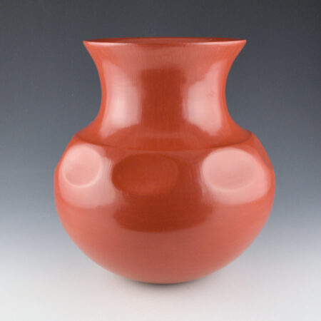 Garcia, Virginia - 9" Tall Red Water Jar with Gourd Indentions (1990s)