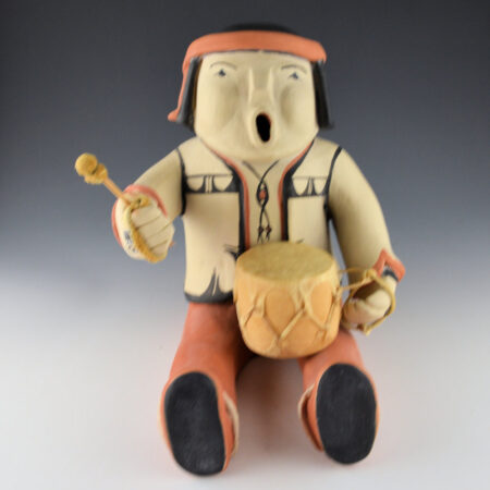 Alternative view of Suina, Ada - 10" Tall Male Clay Drummer