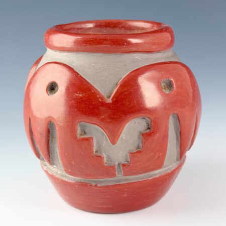 Tafoya, Agapita - Red Bowl with Butterfly and Butterfly Wing Designs (1930's)