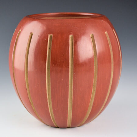 Alternative view of Archuleta, Anna - Red Bowl with 16 Carved Melon Ribs