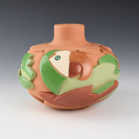 Borts-Medlock, Autumn - Polychrome Parrots and Rainbows Jar