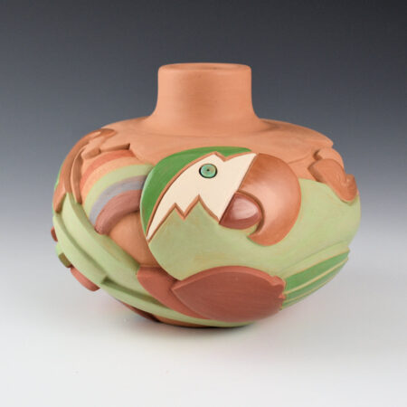 Alternative view of Borts-Medlock, Autumn - Polychrome Parrots and Rainbows Jar