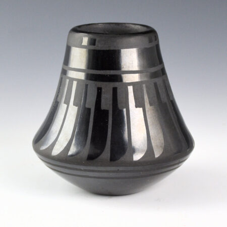 Blue Corn - Black Jar with 24 Feathers (1970s)