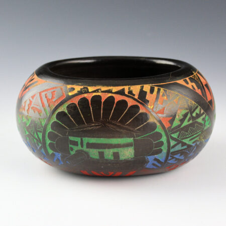 Dalawepi (Ergil Vallo) - Oval Bowl with Katsina Figures (1990s)