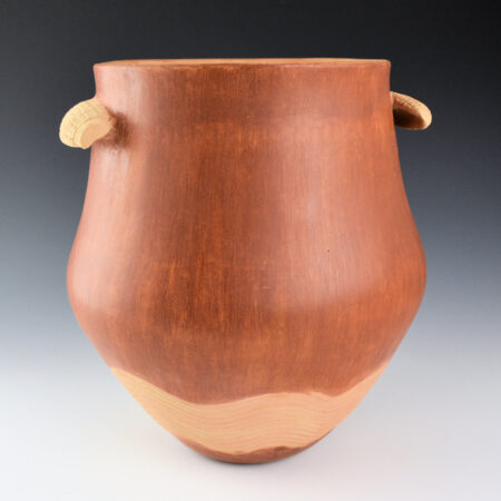 Alternative view of Tso, Jr., Damon - 8.5" Tall Jar with Corn Handles and Wave Designs
