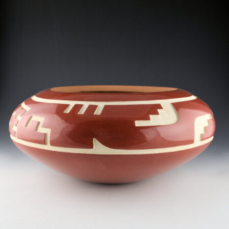 Alternative view of Whitegeese, Daryl - 14" Wide Shoulder Red Jar with Storm Designs