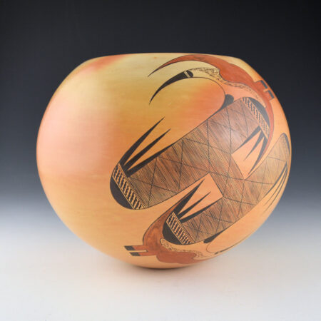 Alternative view of Quotskuyva, Dextra - 8" Wide Bowl with Double Bird Wing Designs  (1980s)