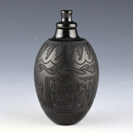 Alternative view of Curran, Dolores - "Poly-Tonal" Jar with Butterfly, Sun, Avanyu and Lid