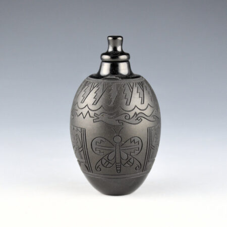Curran, Dolores - "Poly-Tonal" Jar with Butterfly, Sun, Avanyu and Lid