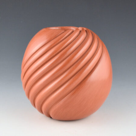 Toya, Dominique - Red Bowl with Six Melon Swirl Design