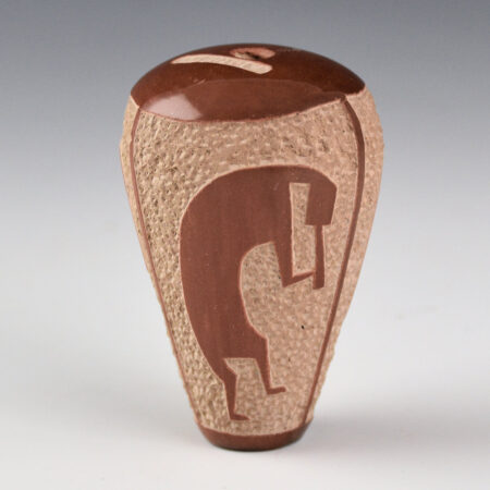 Naranjo, Forest - Brown Seedpot with 3 Mimbres Figures (1987)