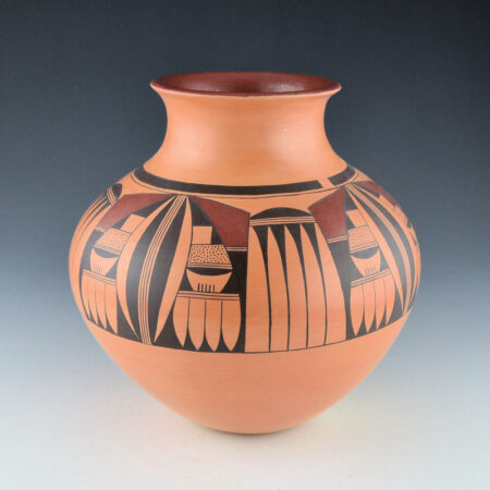 Nampeyo, Camille "Hisi"  - 7" Tall Water Jar with Cardinal Wings and Rain Clouds (1997)