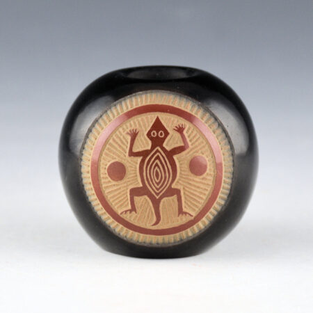 Lonewolf, Joseph - Black and Red Bowl with Mimbres Lizard (1972)