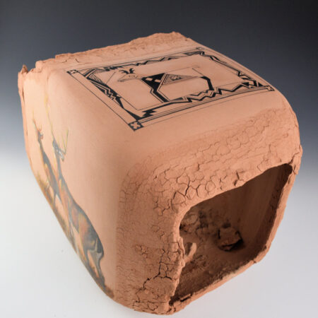 Alternative view of Folwell, Jody and Derek No-Sun-Brown - Deconstructed Rim Bowl with Deer and Hunter