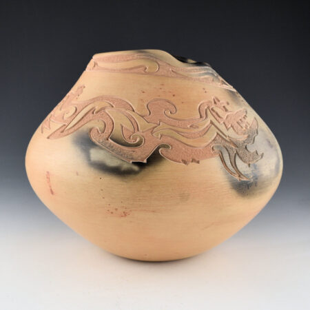 Alternative view of Folwell, Jody - 9.5" Wide Asymmetric Rim Jar with Triple Avanyu