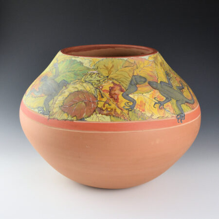 Alternative view of Folwell, Jody - 11" Wide "Lizards in the Aspens" Painted Jar