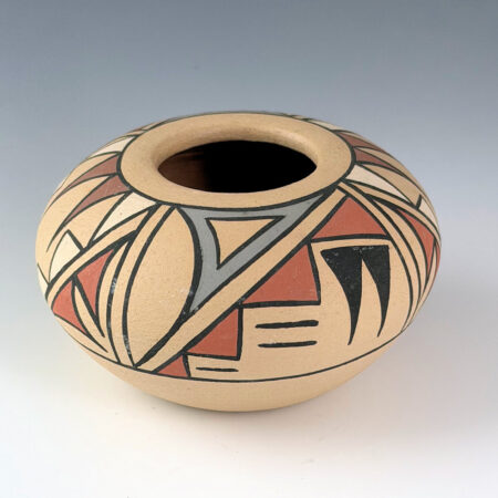 Alternative view of Talachy, Joe & Thelma - Pojoaque Polychrome Bowl with Swirling Clouds (1970s)