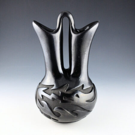 Cain, Linda - 9" Tall Wedding Vase with Carved Avanyu (1986)
