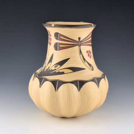 Gutierrez, Lois  - Polychrome Jar with Dragonflies and Melon Rib Base (1992)