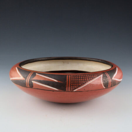 Alternative view of Rickey, Marcia - 8.5" Wide Red and White Open Bowl with Hopi Bird (1960s)