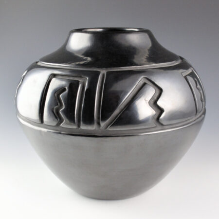 Alternative view of Tafoya, Margaret - 9.5" Wide Storage Jar with Kiva Step and Lightning Designs (1950s)