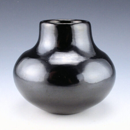 Martinez, Maria - Plainware Gunmetal Sharp Shoulder Jar "Maria Poveka", 1950s