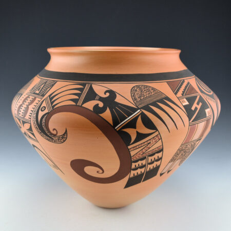 Alternative view of Tahbo, Mark - 11" Wide Jar with Swirling Hummingbirds (2005)