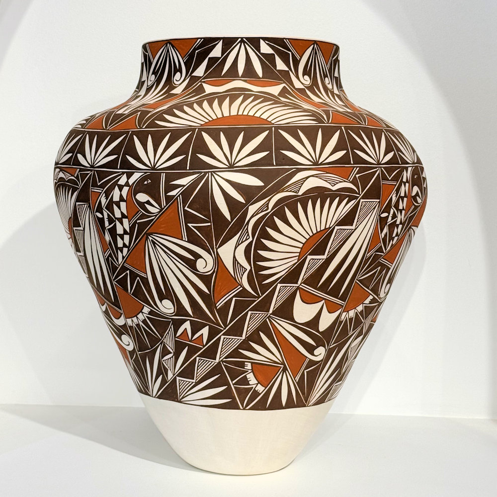 Davis, Miriam – 22.5″ Tall Coil-Built Jar with Birds and Plant Designs (1980s)