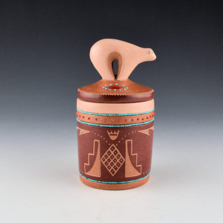 Alternative view of Sanchez, Russell  - Polychrome Round Box with White Bear Lid, 85 Stones