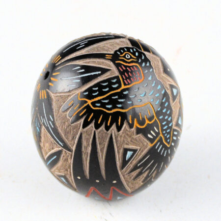 Tafoya, Ray  - Multi-Color Seedpot with Hummingbirds and Flower (1980s)