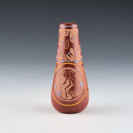 Tafoya, Ray  - Multi-Color Jar with Deer Dancer and Feather Designs (1985)