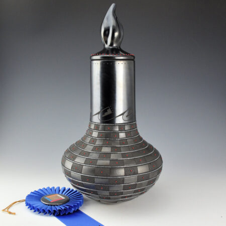 Sanchez, Russell  - 15.5" Tall Long Neck Jar with 176 Inset Stone, Flame Lid (Ribbon)