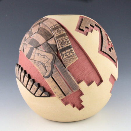 Alternative view of Polacca, Thomas - Bowl with Carved Koshari on a Rainbow (1980)