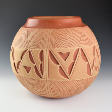 Montoya, Tomasita - 10" Tall Storage Jar with Potsuwi'i and Clouds Designs (1970s)